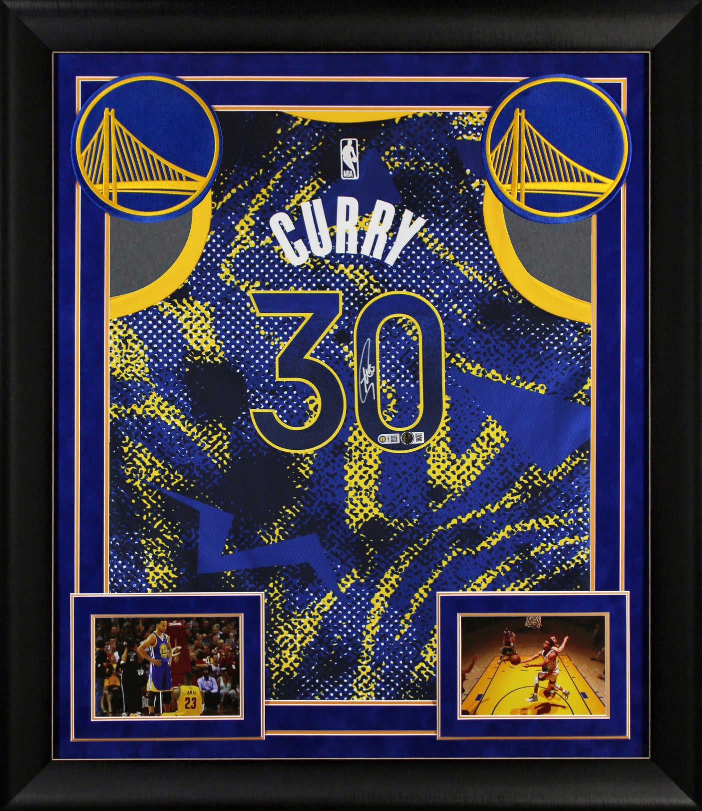 Warriors Stephen Curry Signed Blue Nike Select Framed Jersey BAS Witnessed