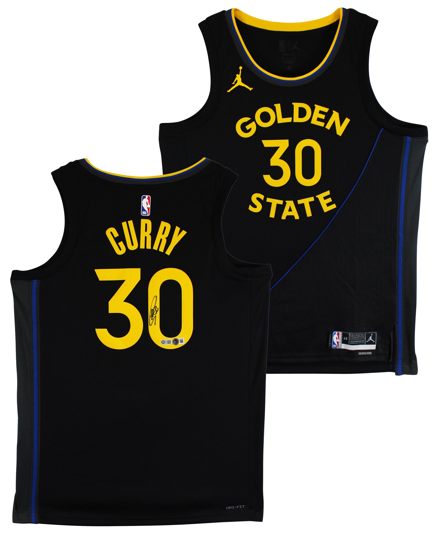 Warriors Stephen Curry Signed Black Jordan Brand Swingman Jersey BAS Witnessed