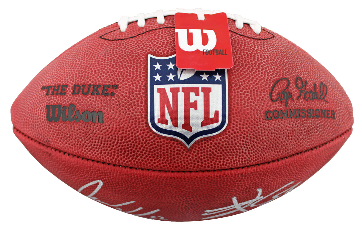 Travis Kelce & Jason Kelce "New Heights" Signed Wilson Duke Football W/ Case BAS