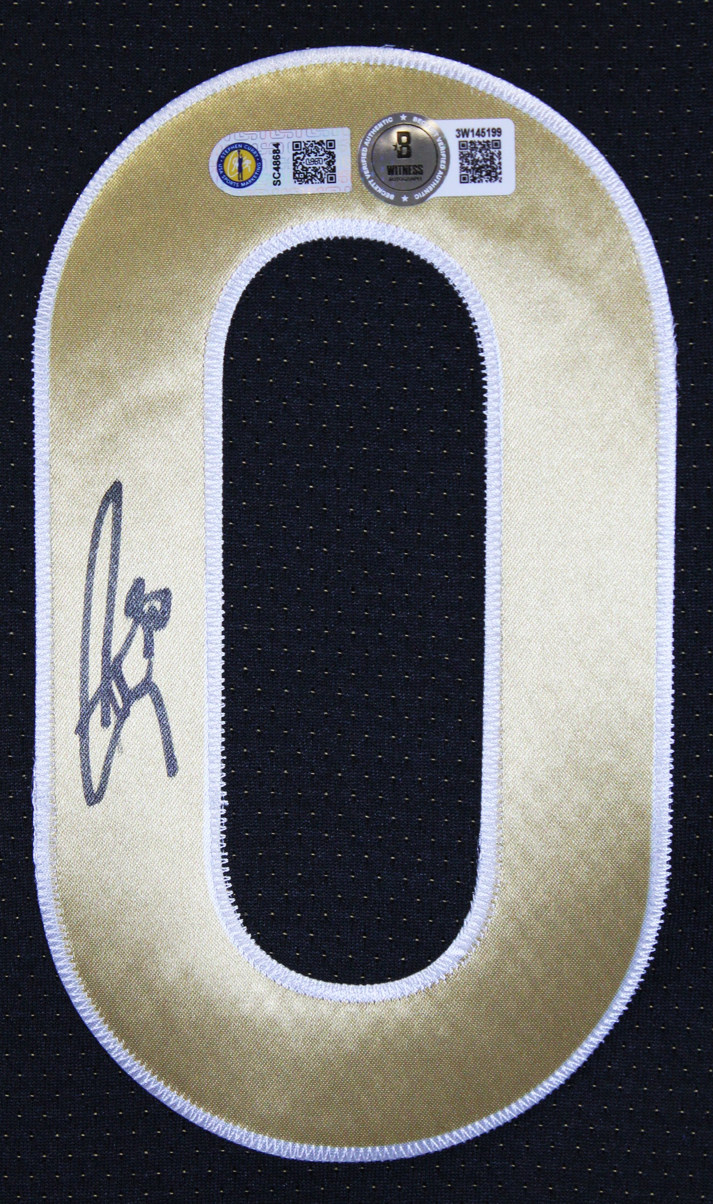 Warriors Stephen Curry Signed Black Jordan Brand Nike SC Ed. Framed Jersey BAS W
