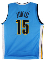 Nikola Jokic Authentic Signed Light Blue Throwback Pro Style Jersey BAS Witness