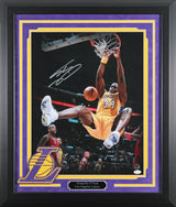 Lakers Shaquille O'Neal Signed 16x20 Framed Vertical Dunking Photo JSA #WP659498