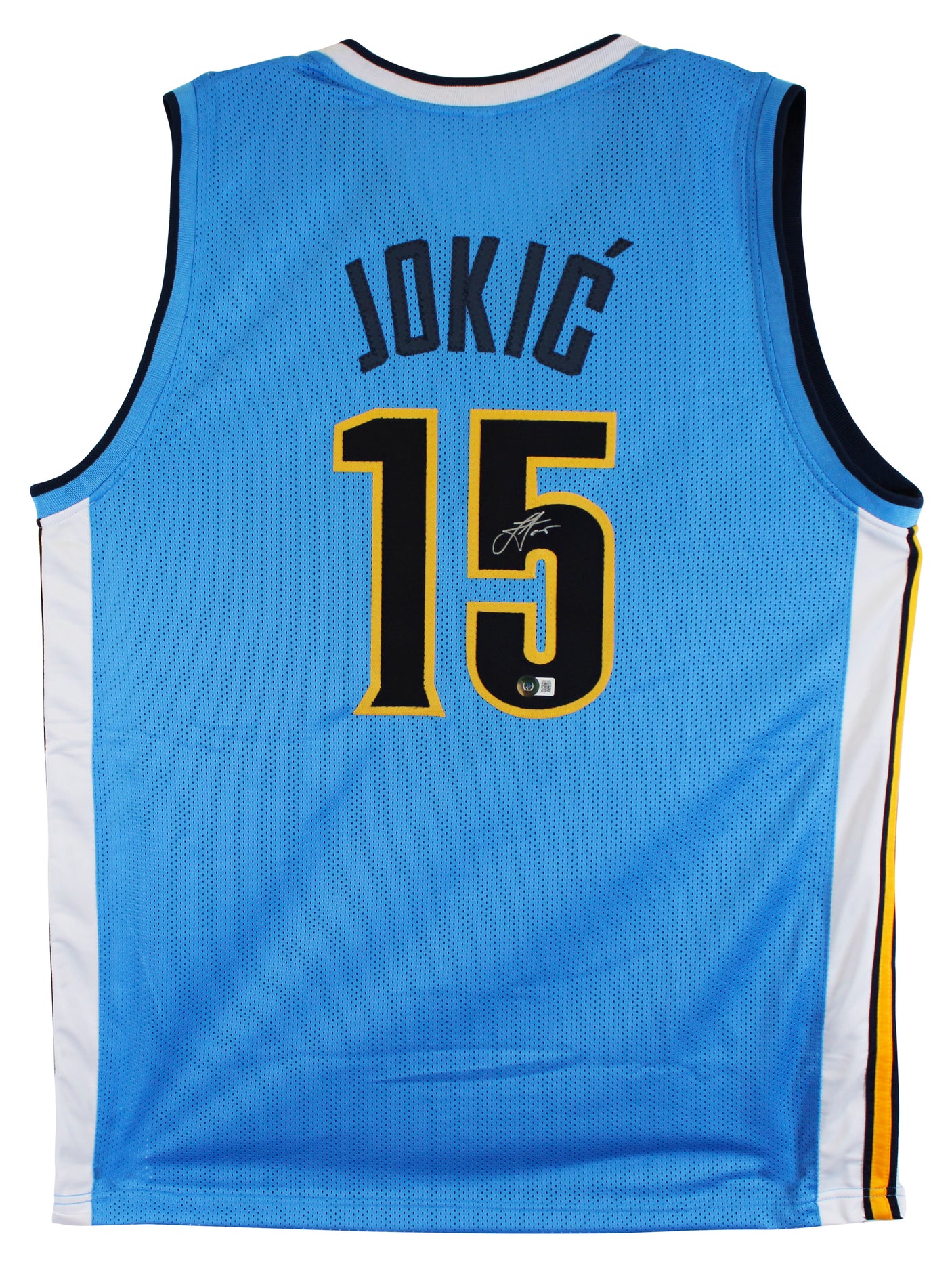 Nikola Jokic Authentic Signed Light Blue Throwback Pro Style Jersey BAS Witness