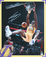Lakers Shaquille O'Neal Signed 16x20 Framed Vertical Dunking Photo JSA #WP659498