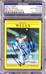 Blue Jays David Wells Authentic Signed 1991 Fleer #188 Card PSA/DNA Slabbed