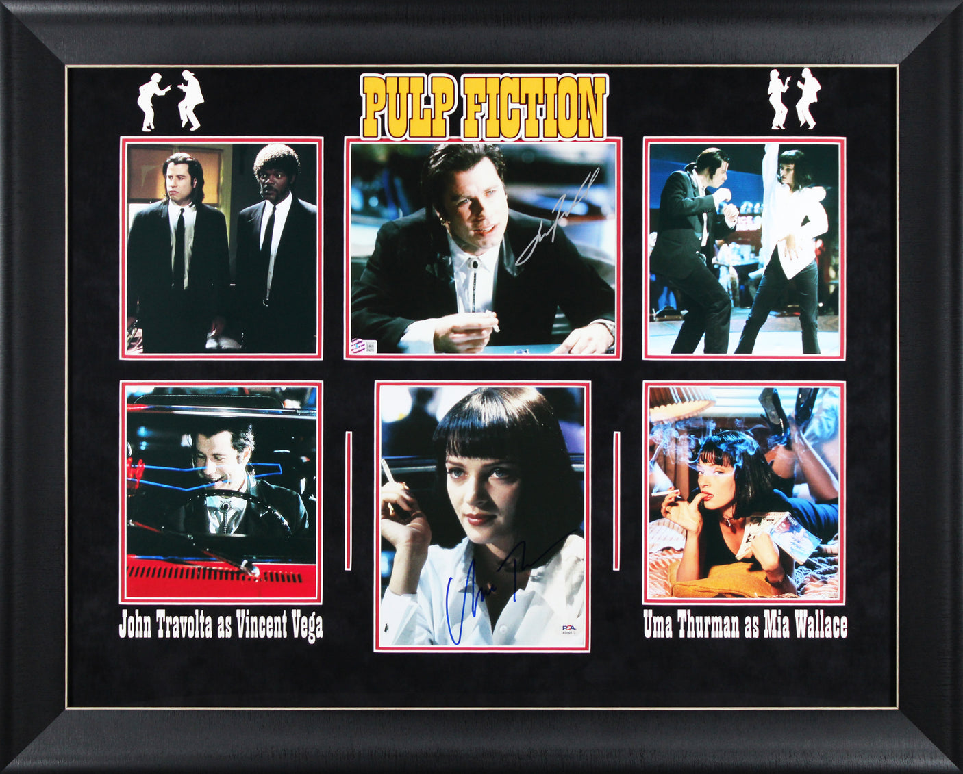 John Travolta & Uma Thurman Pulp Fiction Authentic Signed 8x10 Framed Photo BAS