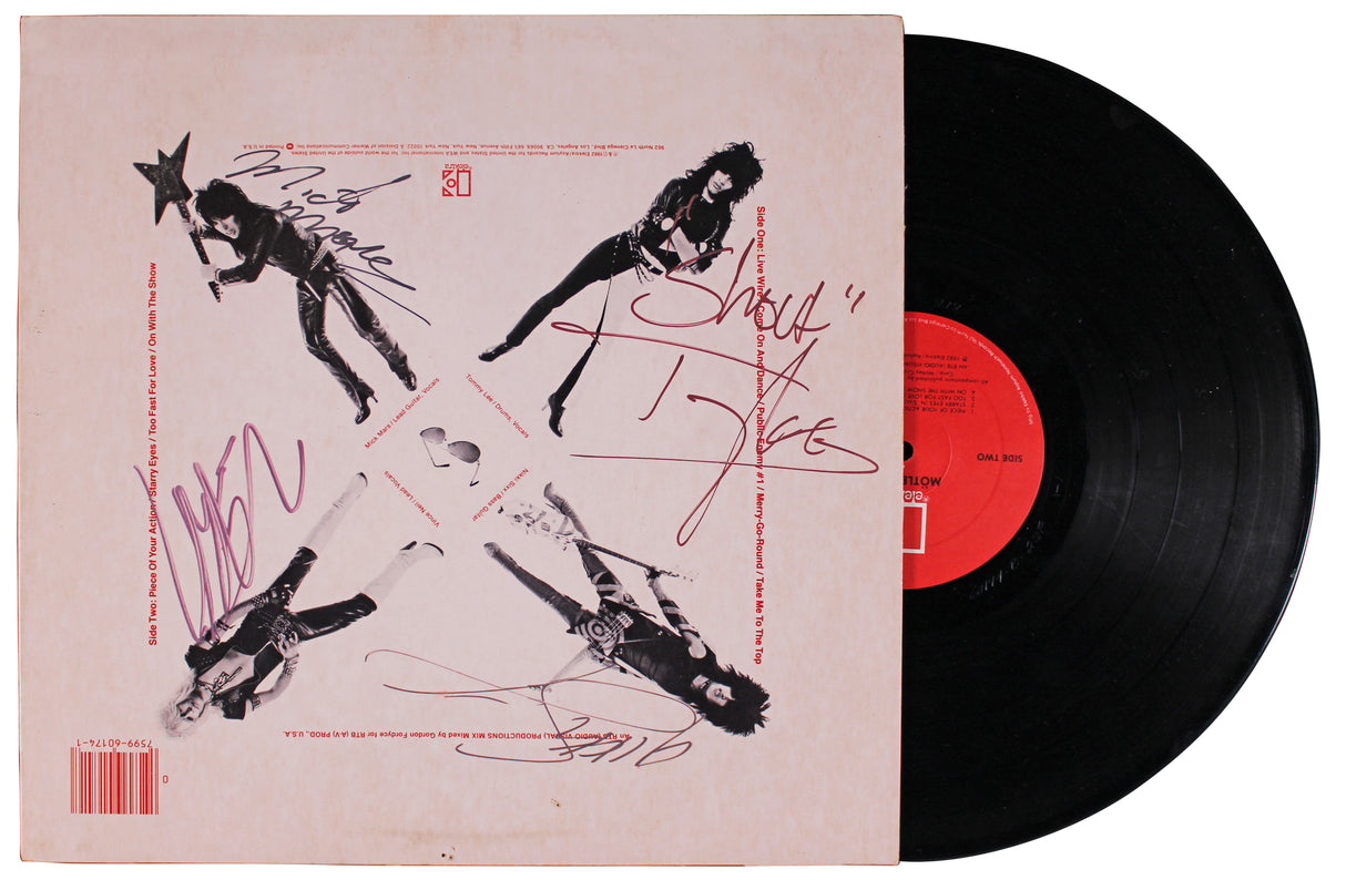 Motley Crue (4) Neil, Sixx, Lee & Mars Signed Album Cover W/ Vinyl BAS #AE19007