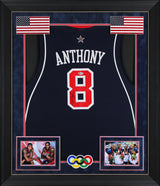 Nuggets Carmelo Anthony Signed Navy Blue Team USA Reebok Framed Jersey BAS COA