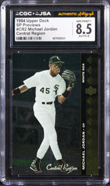 White Sox Michael Jordan Signed 1994 UD SP Previews #CR2 RC 8.5 Auto 8 CGC Slab