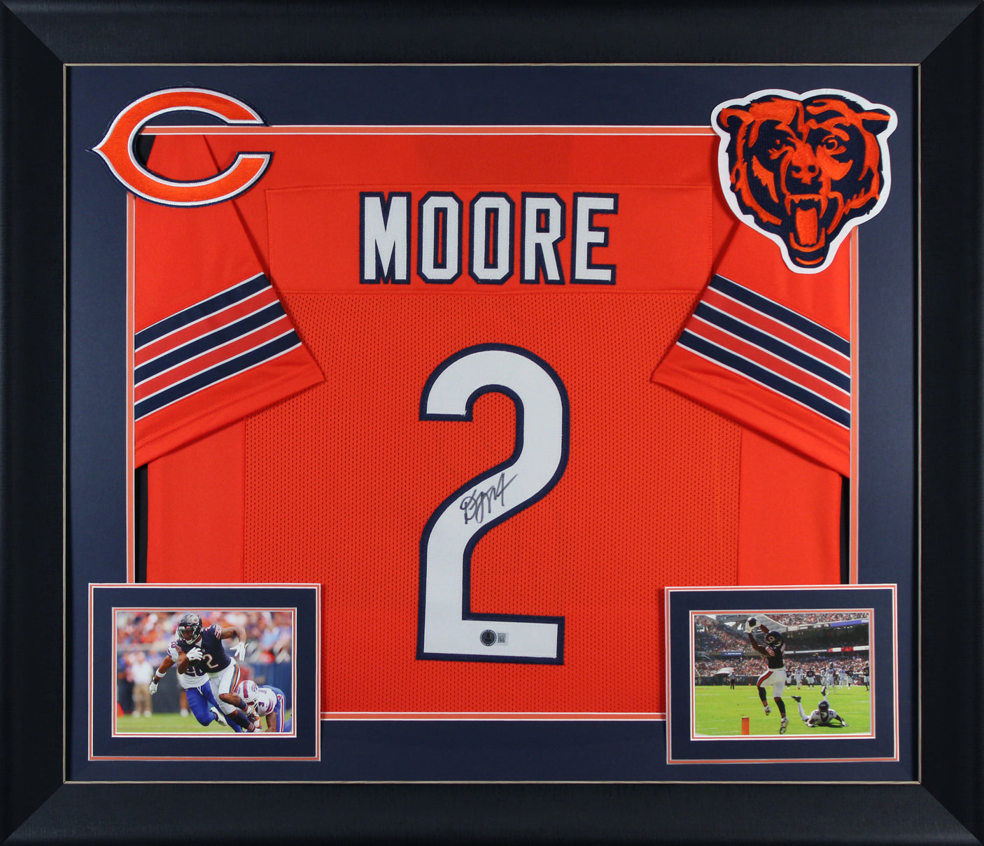 D.J. Moore Authentic Signed Orange Pro Style Framed Jersey BAS Witnessed