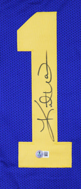 Kurt Warner Authentic Signed Blue Pro Style Jersey Autographed BAS Witnessed