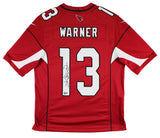 Cardinals Kurt Warner Signed Red Nike Game Jersey w/ Black Sig BAS Witnessed