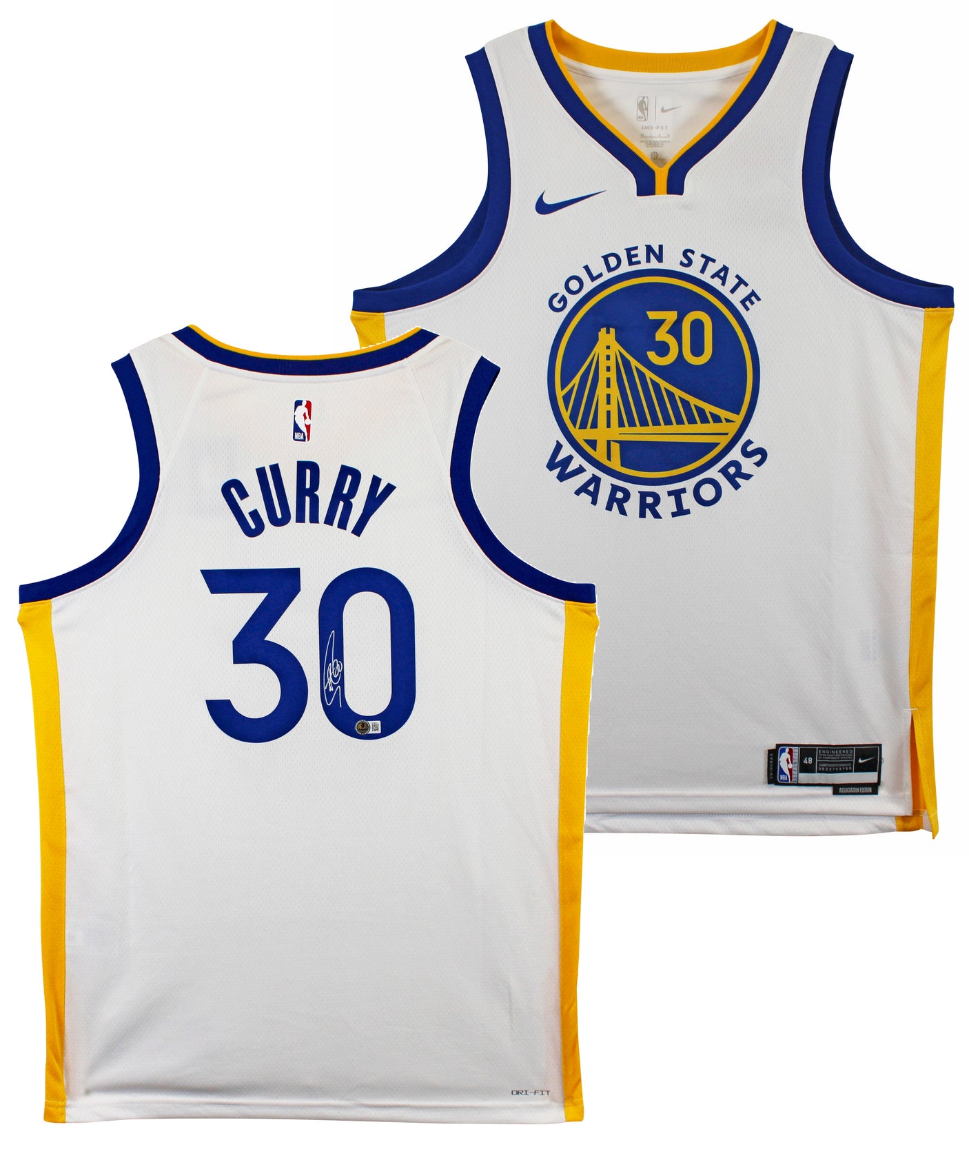 Warriors Stephen Curry Signed White Nike Association Edition Swingman Jersey BAS