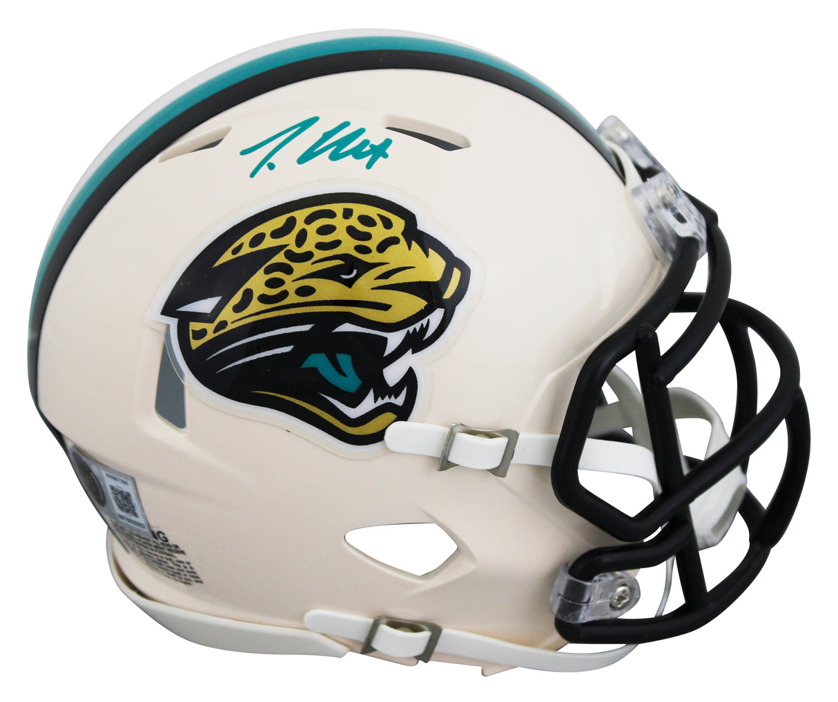 Jaguars Travis Hunter Signed Retro Speed Mini Helmet W/ Case BAS Witnessed