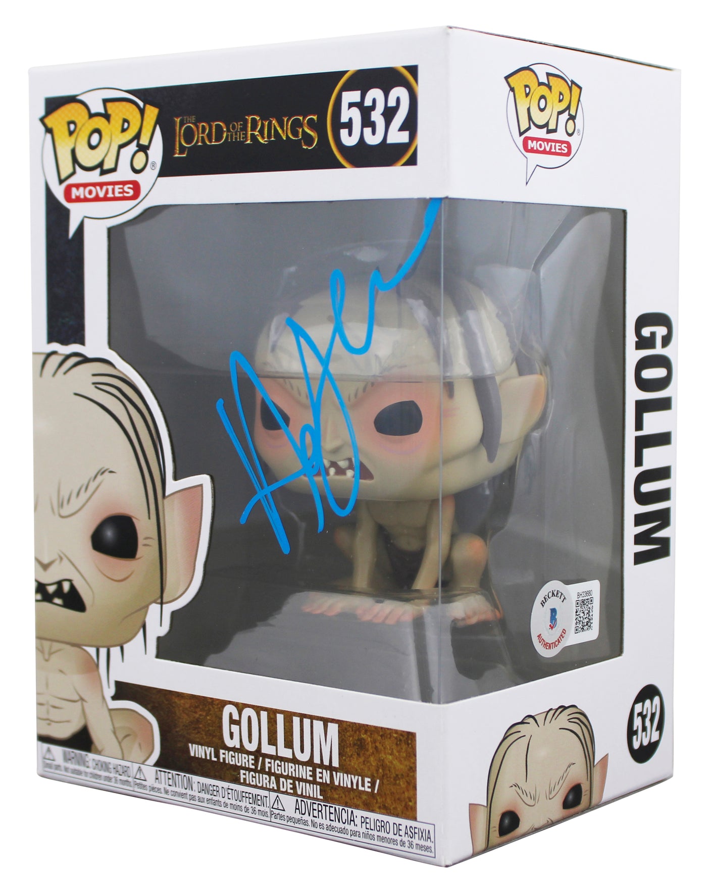 Andy Serkis Lord of the Rings Signed Gollum #532 Funko Pop Vinyl Figure BAS 1