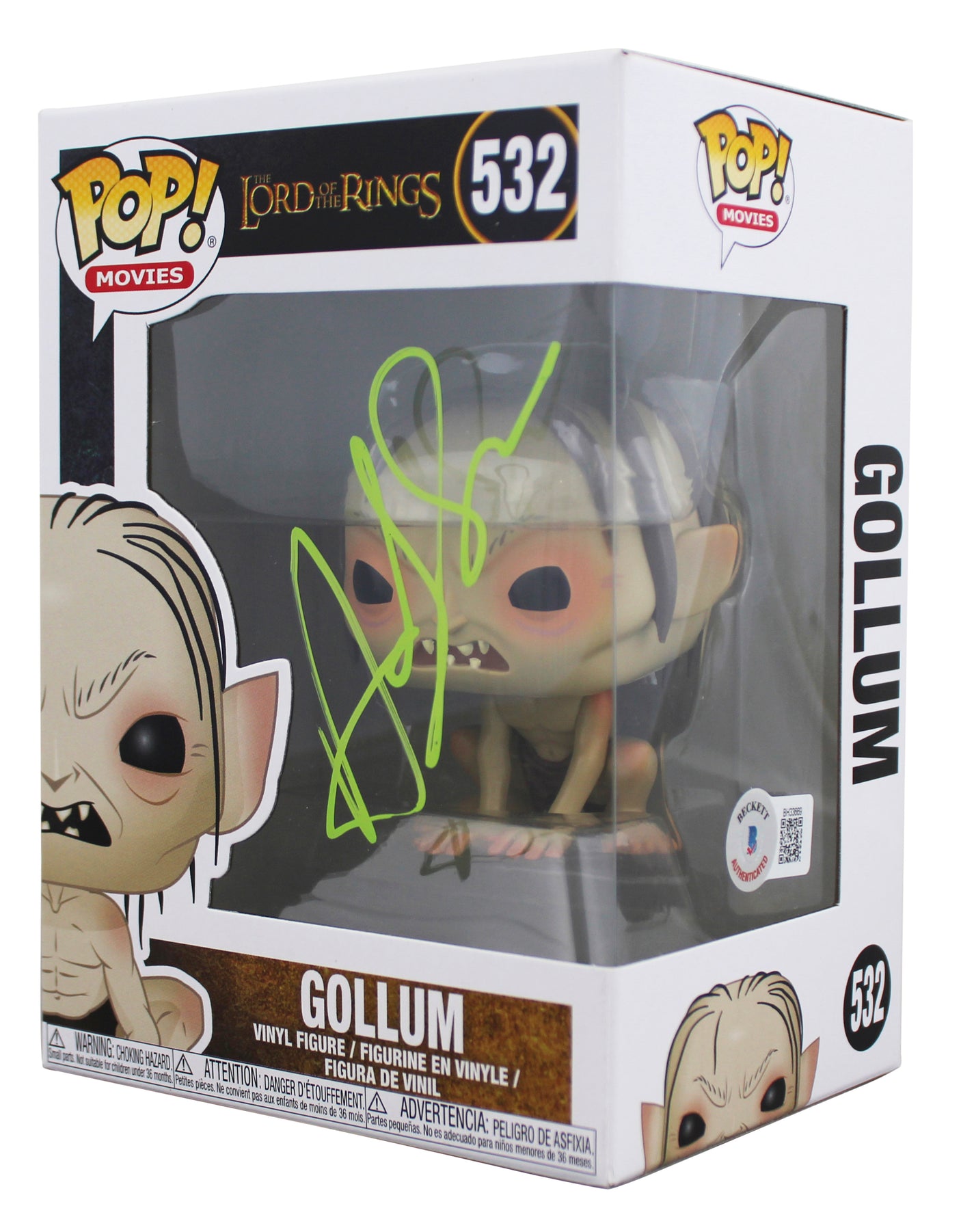 Andy Serkis Lord of the Rings Signed Gollum #532 Funko Pop Vinyl Figure BAS 2