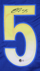 Rams Braden Fiske Authentic Signed Blue Pro Style Framed Jersey BAS Witnessed
