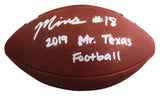 Marvin Mims "2019 Mr. Texas Football" Signed LSHS Team Issue Football JSA Wit