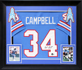 Earl Campbell Authentic Signed Light Blue Pro Style Framed Jersey BAS Witness