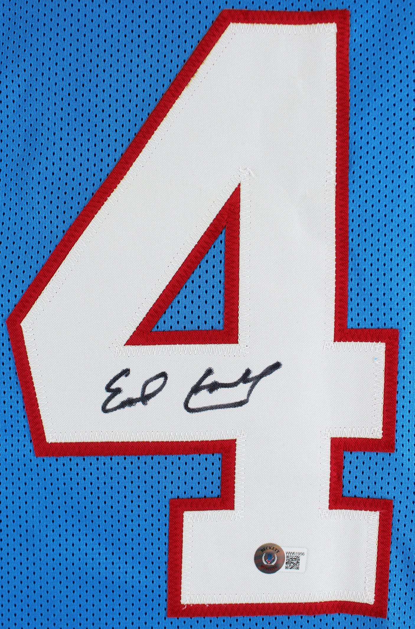 Earl Campbell Authentic Signed Light Blue Pro Style Framed Jersey BAS Witness
