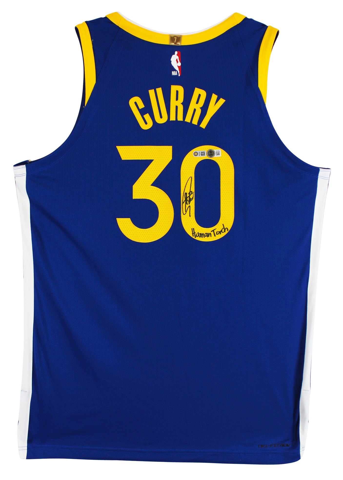 Stephen Curry "Human Torch" Signed Blue Nike Icon Edition Authentic Jersey BAS W