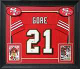Frank Gore Authentic Signed Red Pro Style Framed Jersey w/ Dropshadow BAS Wit