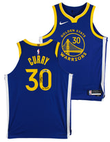 Stephen Curry "4x Champ" Signed Blue Nike Icon Edition Authentic Jersey BAS Wit