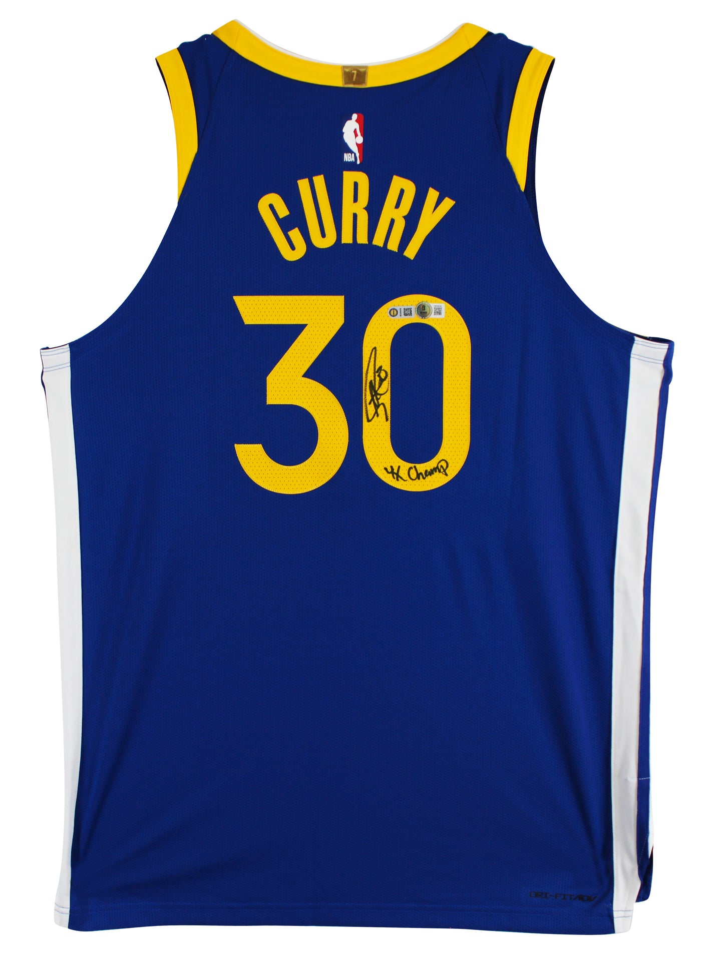 Stephen Curry "4x Champ" Signed Blue Nike Icon Edition Authentic Jersey BAS Wit