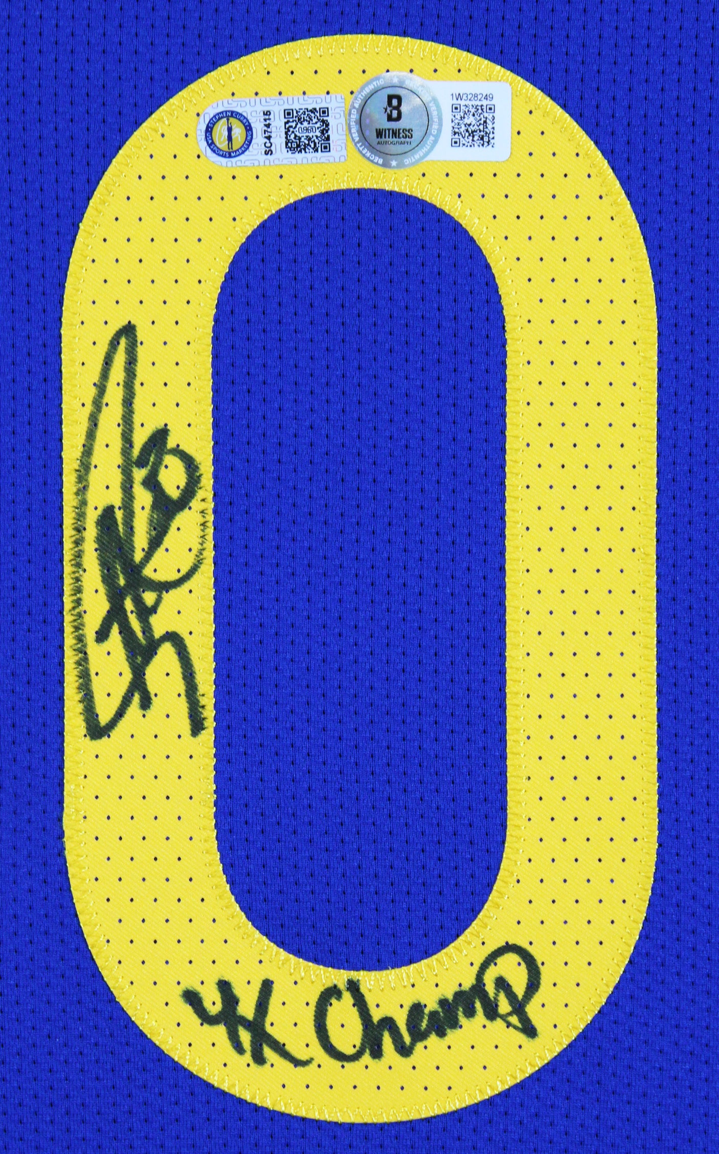 Stephen Curry "4x Champ" Signed Blue Nike Icon Edition Authentic Jersey BAS Wit