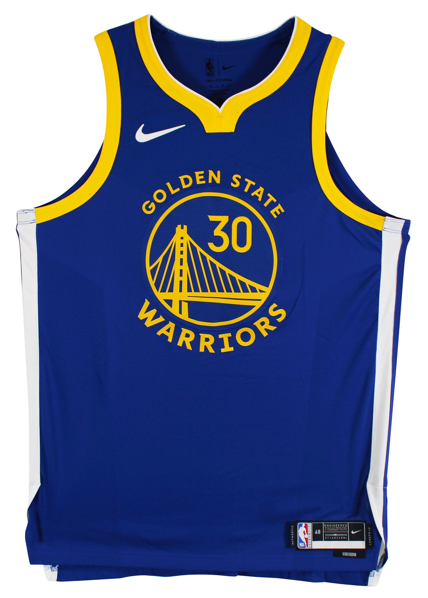 Stephen Curry "4x Champ" Signed Blue Nike Icon Edition Authentic Jersey BAS Wit