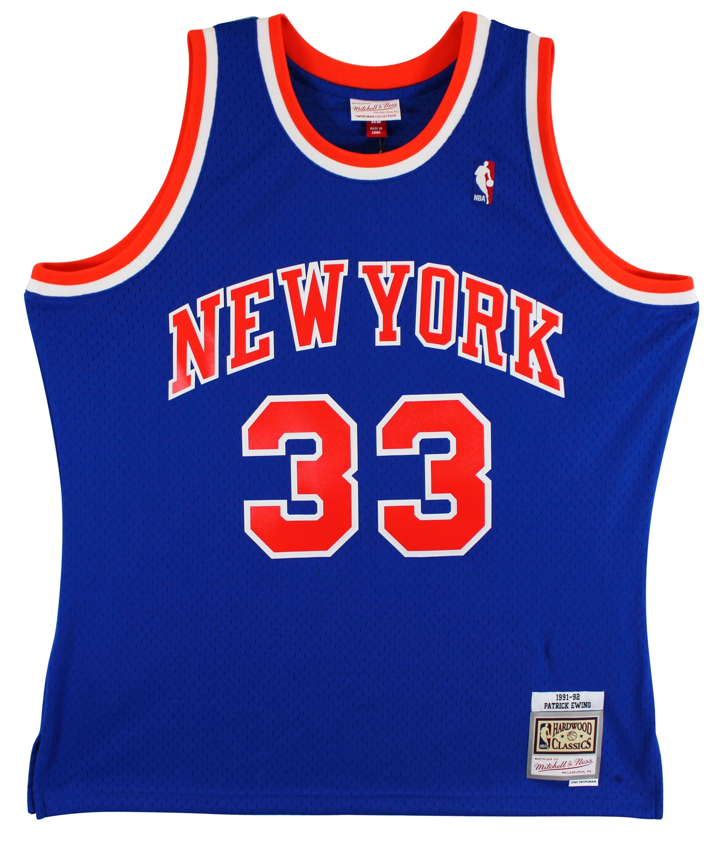 Knicks Patrick Ewing Authentic Signed Blue 1991-92 M&N Jersey BAS