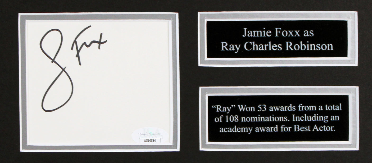 Jamie Foxx Ray Authentic Signed 3x5 Index Card Framed Display JSA #AS54864