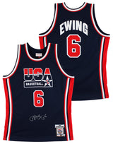 Knicks Patrick Ewing Signed Navy Blue 1992 Team USA M&N Authentic Jersey BAS