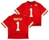 Chiefs Xavier Worthy Signed Red Nike Limited Jersey w/ Black Signature Fanatics