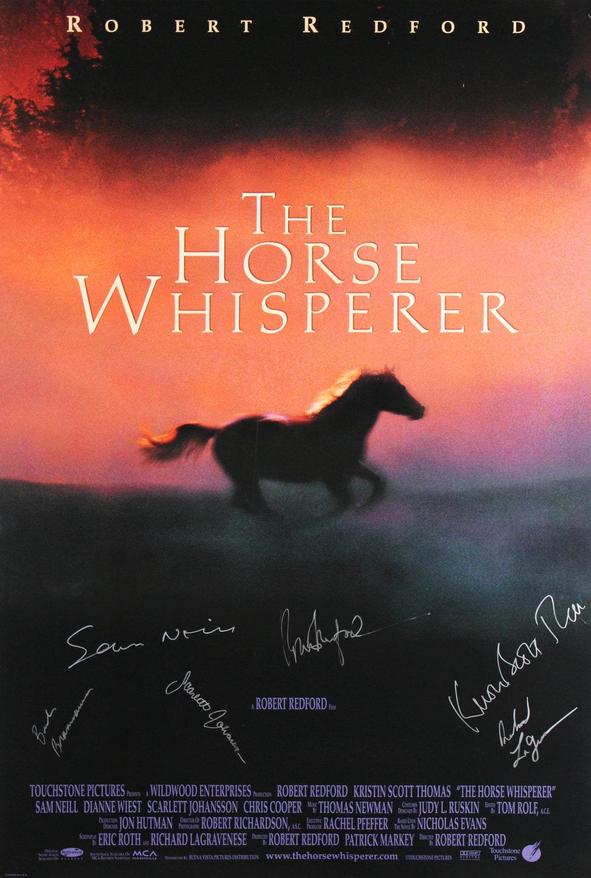 The Horse Whisperer (6) Johansson, Redford, Neill, +3 Signed 27x40 Poster BAS