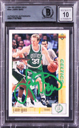Celtics Larry Bird Signed 1991 Upper Deck #344 Card Auto Graded 10! BAS Slab