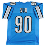 Ndamukong Suh Authentic Signed Blue Pro Style Jersey Autographed BAS Witnessed