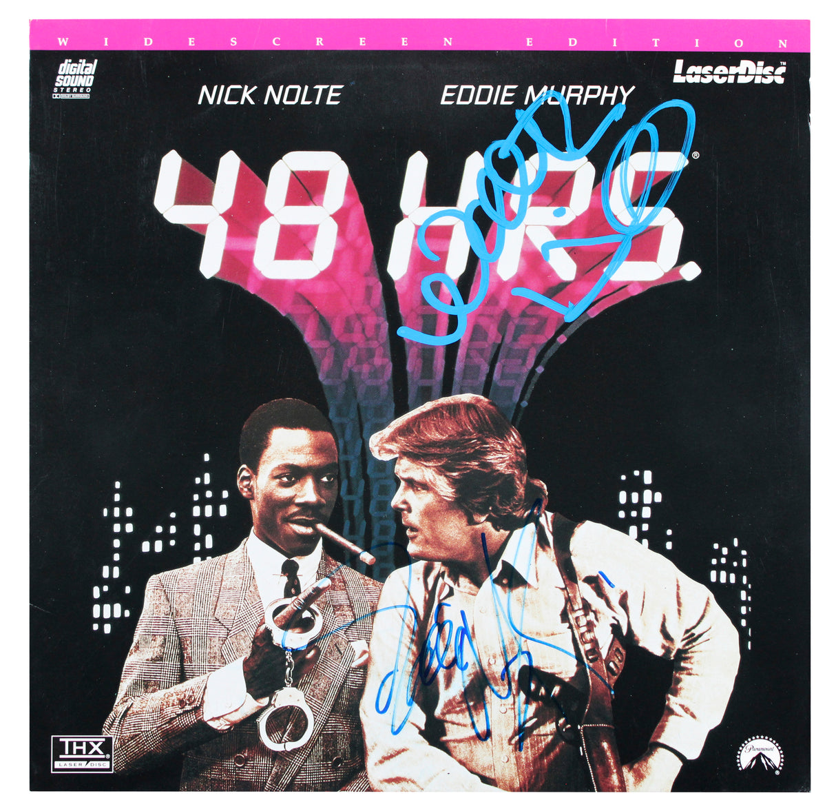 Nick Nolte & Eddie Murphy Authentic Signed 48 Hours LaserDisc Cover BAS #AA49921