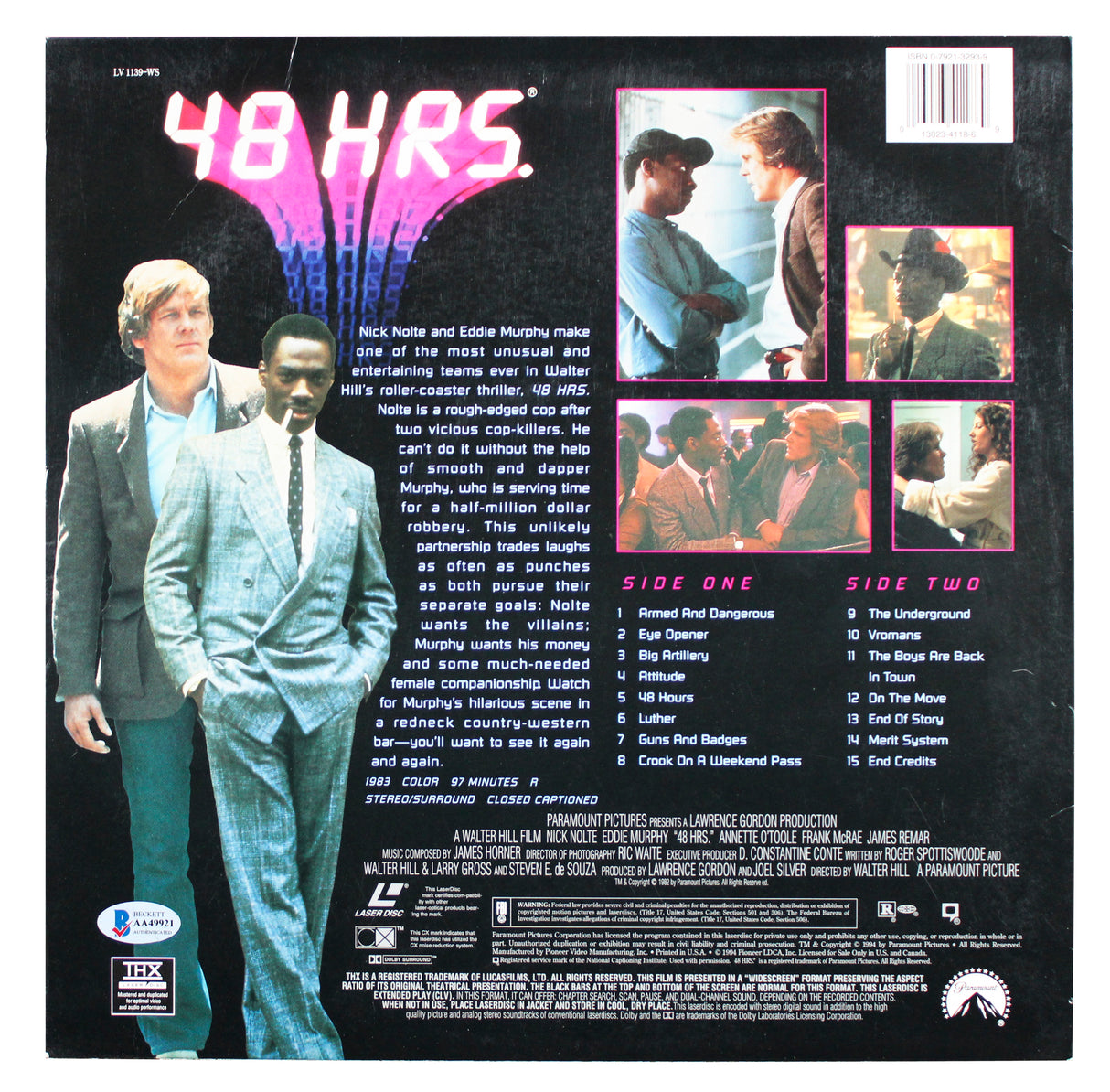 Nick Nolte & Eddie Murphy Authentic Signed 48 Hours LaserDisc Cover BAS #AA49921