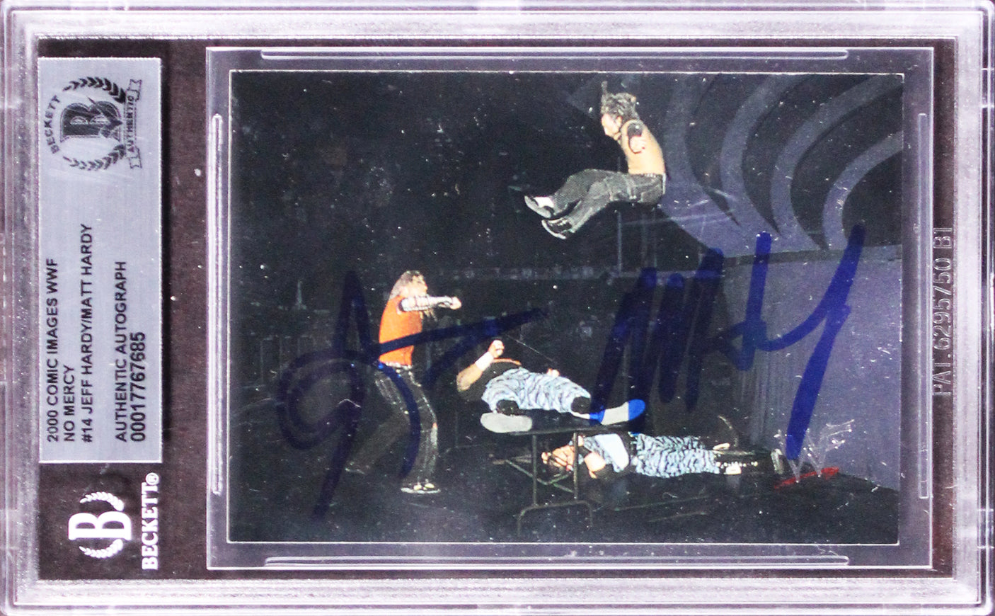 Jeff Hardy & Matt Hardy Signed 2000 Comic Images WWF No Mercy Card BAS Slabbed