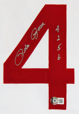 Pete Rose "4256" Authentic Signed White Pro Style Framed Jersey BAS 4