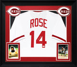 Reds Pete Rose "4256" Authentic Signed White Pro Style Framed Jersey BAS 5