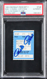 Reds Pete Rose Signed Career Hit Record Breaking Ticket Stub PSA/DNA Slabbed