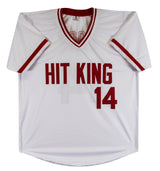 Pete Rose "4256" Authentic Signed White Pro Style Jersey Autographed BAS 4