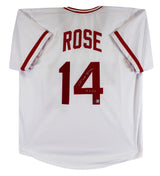 Reds Pete Rose "4256" Authentic Signed White Pro Style Jersey Autographed BAS 5