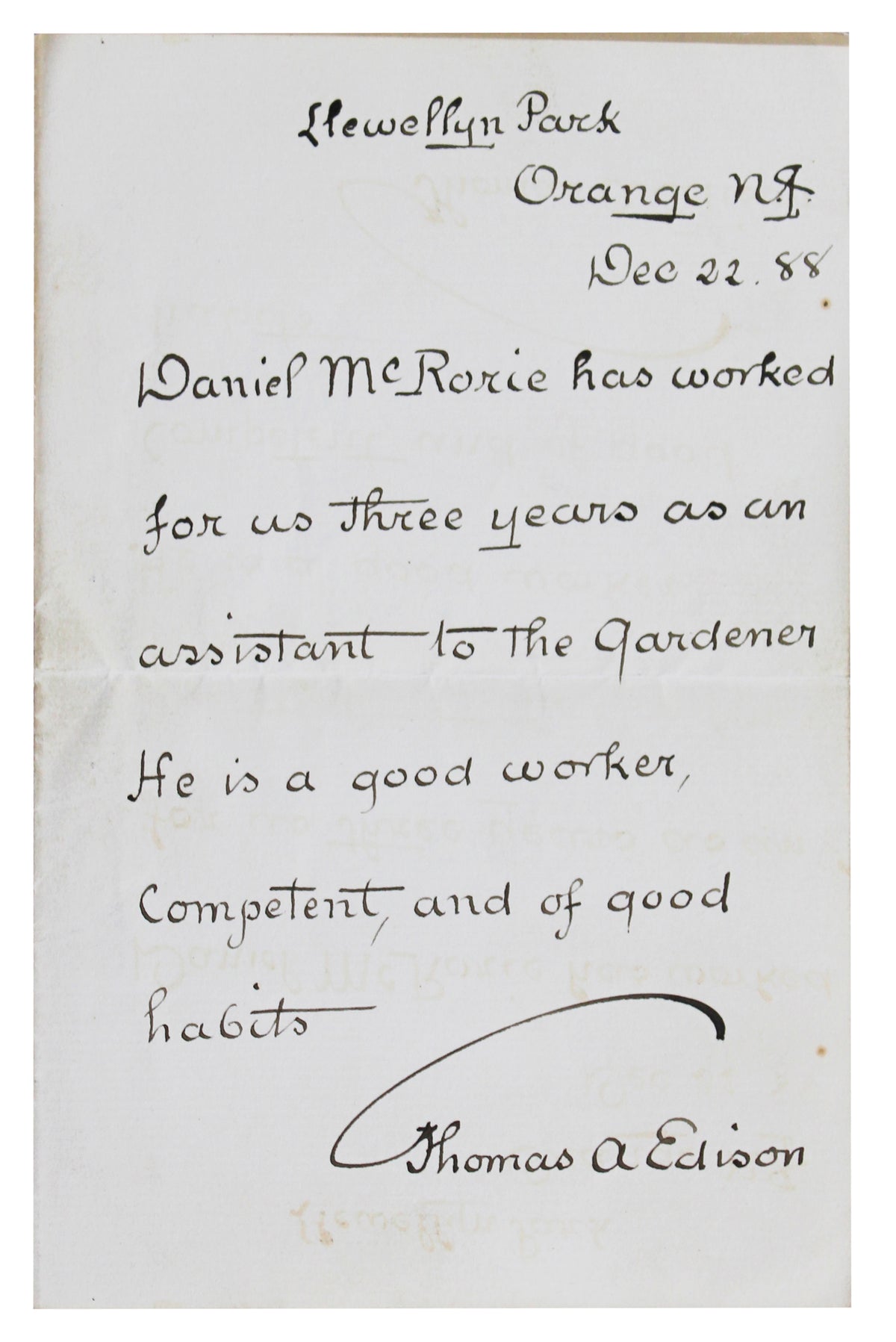 Thomas Edison Authentic Signed Handwritten Letter Auto Graded 10! BAS #AC60869