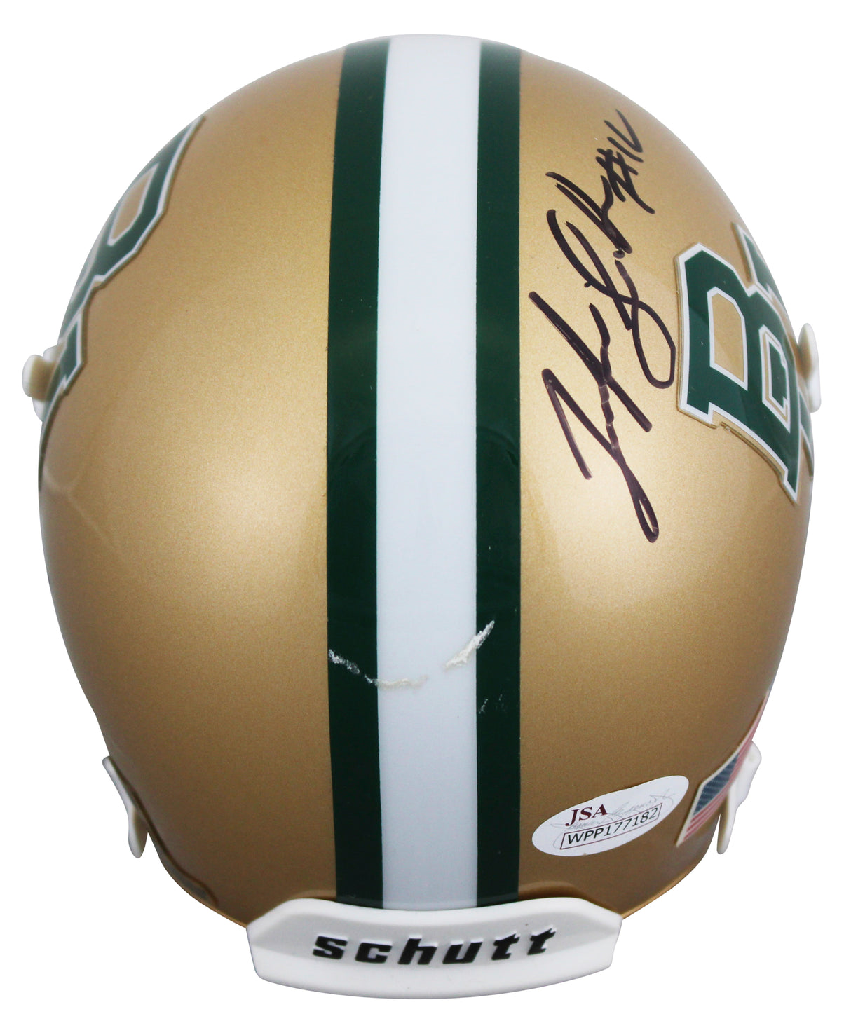 Baylor Josh Gordon Authentic Signed Gold Schutt Mini Helmet JSA #WPP177182
