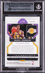 Magic Johnson Signed 2021 Panini Prizm Premium Factory Set #248 Card BAS Slabbed