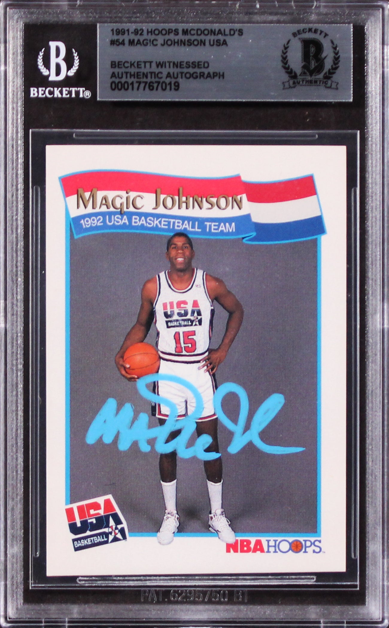 Lakers Magic Johnson Authentic Signed 1991 Hoops McDonald's #54 Card BAS Slabbed
