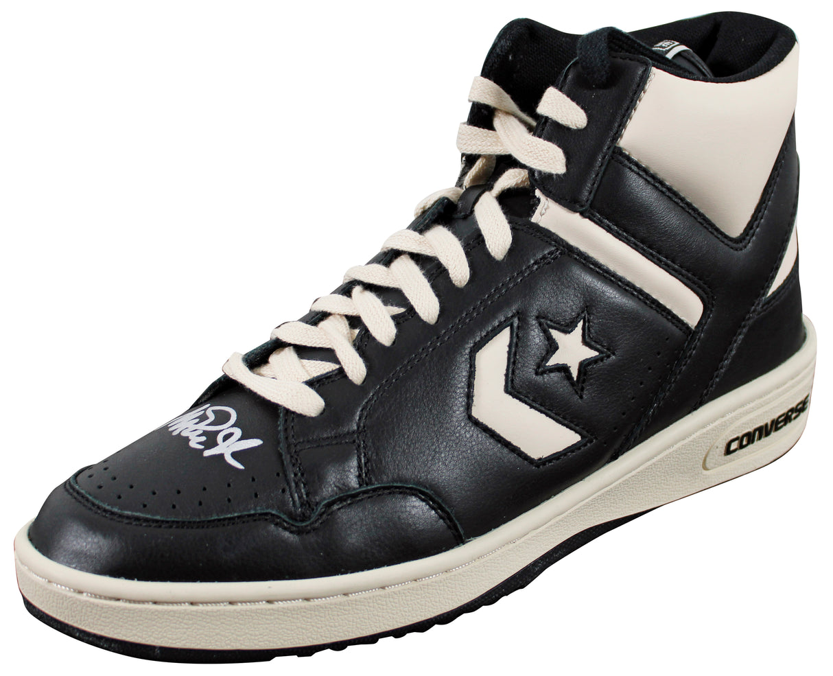 Magic Johnson Signed Left Black & White Converse Weapon Shoe W/ Case BAS Wit 1